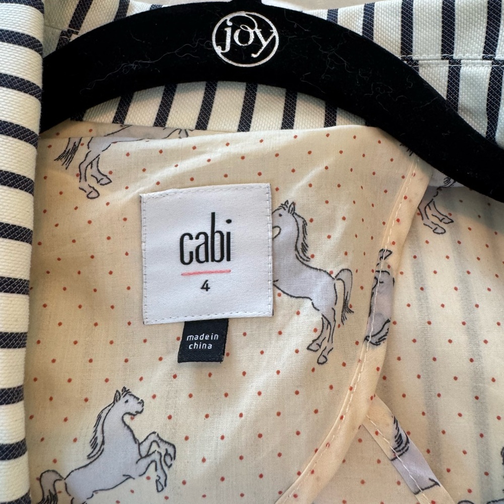 CAbi l 5295 Ole Ticking Bell Jacket Blazer Navy White size 4 - Picture 12 of 14